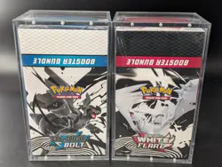 2x Pokemon SV10.5 Black Bolt White Flare Sealed Booster Bundle Display W/Acrylic - Image 1