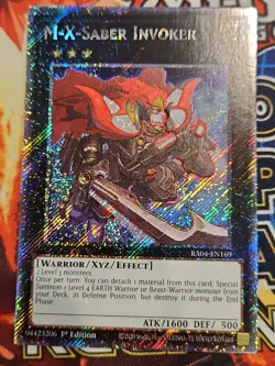 In Hand YUGIOH x1 RA04-EN169 M-X-SABER INVOKER PLATINUM SECRET RARE 1st EDITION - Image 1