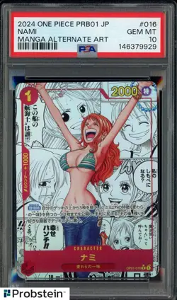 2024 One Piece Japanese PRB01 Manga Alternate Art #016 Nami PSA 10 GEM MINT - Image 1