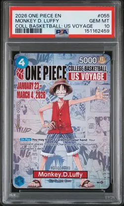 2026 ONE PIECE PROMOS COLLEGE BASKETBALL : US VOYAGE MONKEY D. LUFFY PSA 10 - Image 1