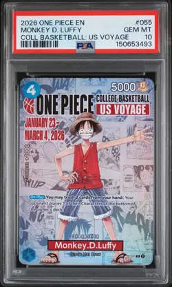 2026 ONE PIECE PROMOS COLLEGE BASKETBALL: US VOYAGE MONKEY D. LUFFY PSA 10 - Image 1