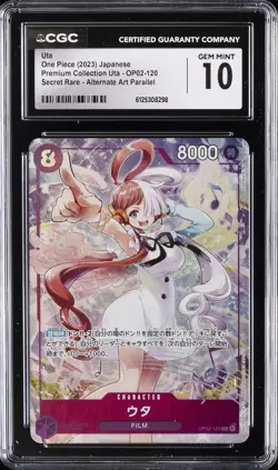 2023 ONE PIECE JAPANESE PREMIUM COLLECTION UTA SR ALT ART #OP02-120 UTA CGC 10 - Image 1