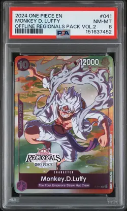 2024 ONE PIECE OFFLINE REGIONALS PACK 2024 VOL.2 #041 MONKEY D. LUFFY PSA 8 - Image 1