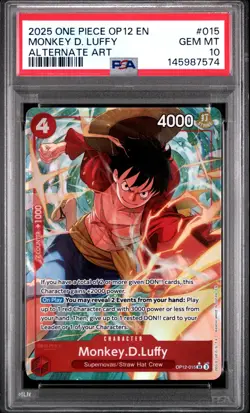 2025 ONE PIECE OP12-LEGACY OF THE MASTER ALTERNATE ART MONKEY D. LUFFY PSA 10 - Image 1