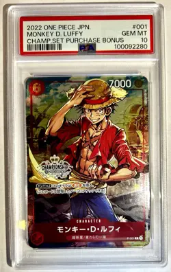 2022 ONE PIECE JPN PROMOS CHAMP SET 2022 PURCHASE BONUS MONKEY D. LUFFY PSA 10 - Image 3
