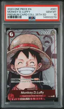 2023 ONE PIECE BANDAI PREMIUM COLLECTION 25TH EDITION #001 MONKEY D LUFFY PSA 10 - Image 1