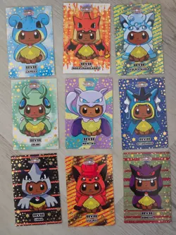 Pokemon Lets Go Eevee Database Set *9 CARDS * Poncho * GOLD STAR FOIL - RARE - Image 1