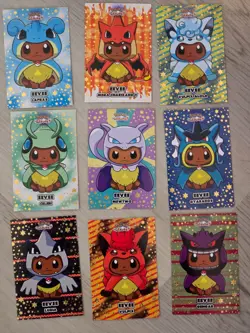 Pokemon Lets Go Eevee Database Set *9 CARDS * Poncho * GOLD STAR FOIL - RARE - Image 2