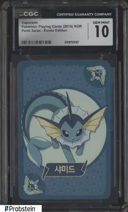 2019 Pokemon Korean Playing Cards Point Salad Eevee Edition Vaporeon CGC 10 - Image 1