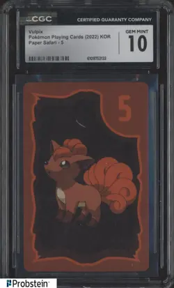 2022 Pokemon Korean Playing Cards Paper Safari 5 Vulpix CGC 10 GEM MINT - Image 1