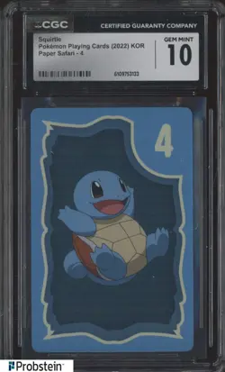 2022 Pokemon Korean Playing Cards Paper Safari 4 Squirtle CGC 10 GEM MINT - Image 1