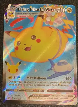 Pokemon TCG Card Flying Pikachu VMAX 007/025 Celebrations Full Art Ultra Rare NM - Image 1