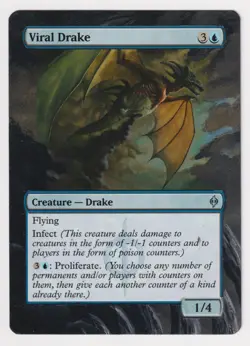Altered Viral Drake MP New Phyrexia WOTC MTG Magic Hand Painted Unique Art! - Image 1