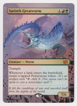 Altered Sarinth Greatwurm MP 2022 WOTC MTG Magic Hand Painted Unique Art Tentz! - Image 1