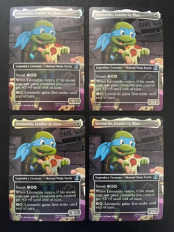 MTG- Leonardo, Leader in Blue x4 - TMNT - Borderless FOIL - Image 1
