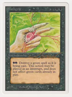 Gold Signed Deathgrip MP Unlimited Edition Artist Anson Maddocks 1993 MTG Magic! - Image 1