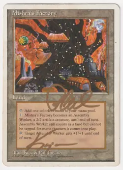 Double Gold Signed Mishra's Factory HP/DMG Artist Kaja & Phil Foglio MTG Magic! - Image 1