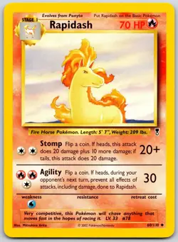 POKEMON LEGENDARY COLLECTION RAPIDASH 60/110 UNCOMMON NON HOLO NM - Image 1