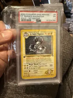 2000 POKEMON GYM HEROES HOLO-1ST EDITION #8 LT. SURGE'S MAGNETON PSA 1 - Image 1