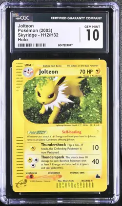 CGC 10 GEM MINT Jolteon 2003 Skyridge H12/H32 Holo Pokemon Card - Image 1