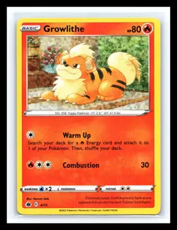 💥 Growlithe - # 4/15 Holo McDonald's Promos 2022 Pokemon Rare - Image 1