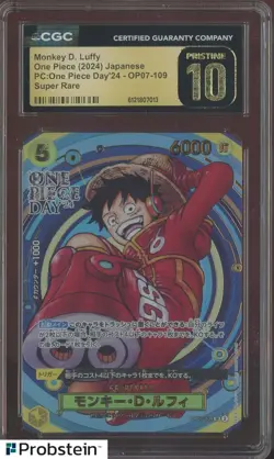 2024 Pokemon JPN One Piece Day'24 OP07-109 Monkey D. Luffy CGC 10 PRISTINE - Image 1