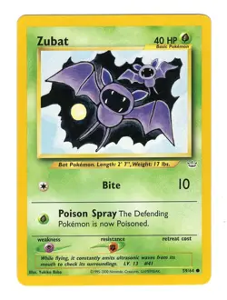 Pokemon TCG Zubat Neo Revelation 59/64 Unlimited Regular Common Card WOTC NM - Image 1