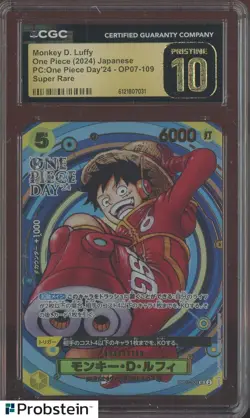 2024 Pokemon JPN One Piece Day'24 OP07-109 Monkey D. Luffy CGC 10 PRISTINE - Image 1