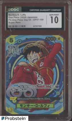 2024 Pokemon JPN One Piece Day'24 OP07-109 Monkey D. Luffy CGC 10 PRISTINE - Image 1