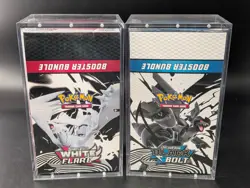 2x Pokemon SV10.5 Black Bolt White Flare Sealed Booster Bundle Display W/Acrylic - Image 1