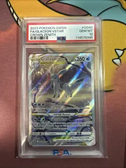 2023 POKEMON SWORD & SHIELD CROWN ZENITH #GG40 FULL ART/GLACEON VSTAR PSA 10 - Image 1