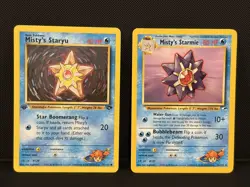 Misty's Staryu 1st Ed #92 Gym Challenge+ Misty's Starmie #56 Pokemon Gym Heroes - Image 1