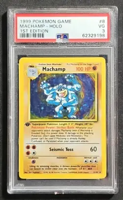 1999 Pokemon Game - 8 Machamp-Holo 1st Edition VG PSA 3 - - Image 1