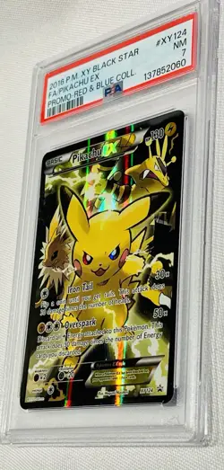 Pokemon Pikachu EX Red & Blue Coll. Black Star Full Art Promo XY124 PSA 7 - Image 4