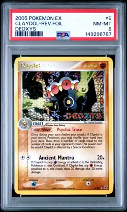 2005 POKEMON EX DEOXYS #5 CLAYDOL-REVERSE FOIL PSA 8 - Image 1