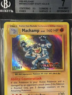 Pokemon Bgs 7 Machamp Staff Prerelease Promo 59/108 Evolutions Rare Holo TCG - Image 2