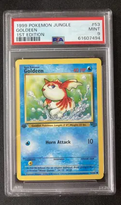 Pokemon 1999 1st Edition Jungle Goldeen 53/64 Mint PSA 9 - Image 1