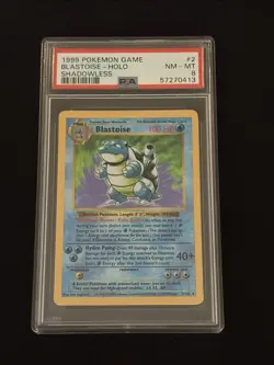 1999 POKEMON BASE SET SHADOWLESS #2 BLASTOISE-HOLO PSA 8 - Image 1