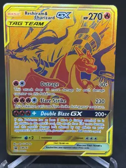 2021 Pokemon Sun & Moon Black Star RESHIRAM & CHARIZARD GX Promo Tag Team SM247 - Image 1
