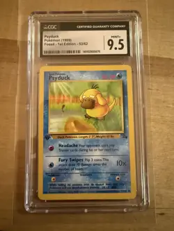 CGC GEM MINT 9.5 1st Edition Pokemon Psyduck 53/62 1999 Fossil 1st Edition - Image 1