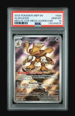 2025 Pokemon Mep EN-Me Black Star Promo Alakazam 009 - Pokemon Center PSA 10 - Image 1