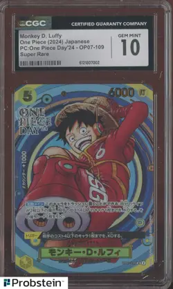 2024 One Piece Japanese PC One Piece Day Super Rare #109 Monkey D. Luffy CGC 10 - Image 1