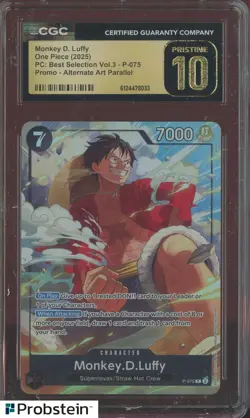 2025 One Piece PC Best Selection V.3 Promo Monkey D. Luffy P-075 CGC 10 PRISTINE - Image 1