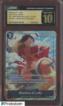 2025 One Piece PC Best Selection V.3 Promo Monkey D. Luffy P-075 CGC 10 PRISTINE - Image 1