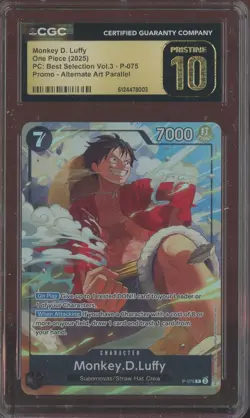 2025 One Piece PC Best Selection V.3 Promo Monkey D. Luffy P-075 CGC 10 PRISTINE - Image 1