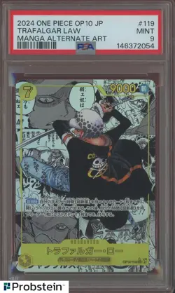 2024 One Piece OP10 Japanese #119 Trafalgar Law Manga Alternate Art PSA 9 - Image 1