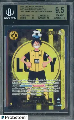 2025 ONE PIECE PROMOS BVB X ONE PIECE MATCH DAY 2025 003 MONKEY D. LUFFY BGS 9.5 - Image 1