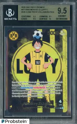 2025 ONE PIECE PROMOS BVB X ONE PIECE MATCH DAY 2025 003 MONKEY D. LUFFY BGS 9.5 - Image 1