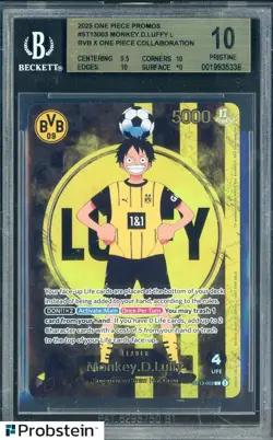 2025 ONE PIECE PROMOS BVB X ONE PIECE MATCH DAY 2025 #003 MONKEY D. LUFFY BGS 10 - Image 1