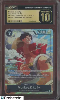 2025 One Piece PC Best Selection V.3 Promo Monkey D. Luffy P-075 CGC 10 PRISTINE - Image 1